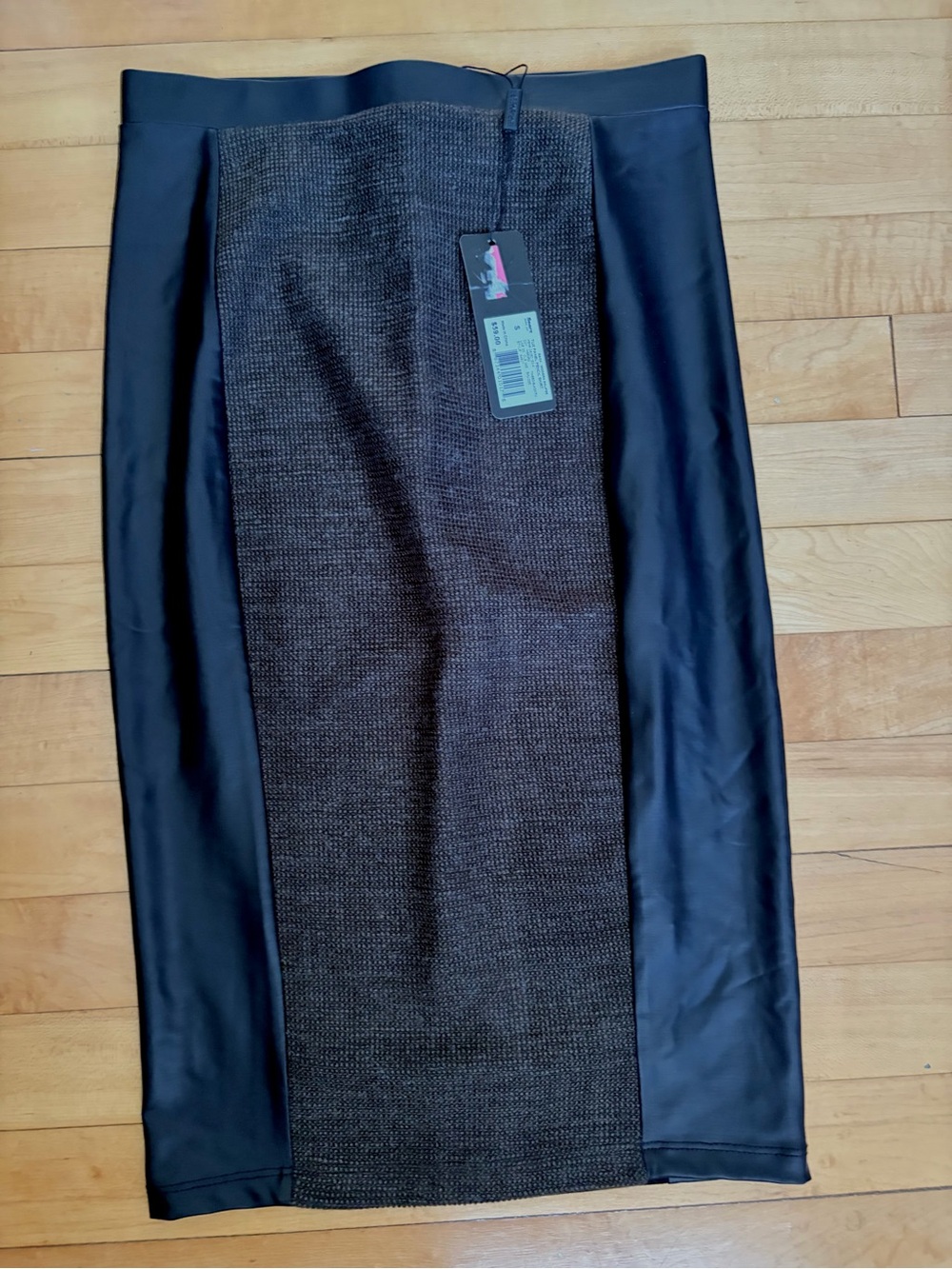 Kardashian Kollection Black Pencil Skirt with Charcoal Center Panel